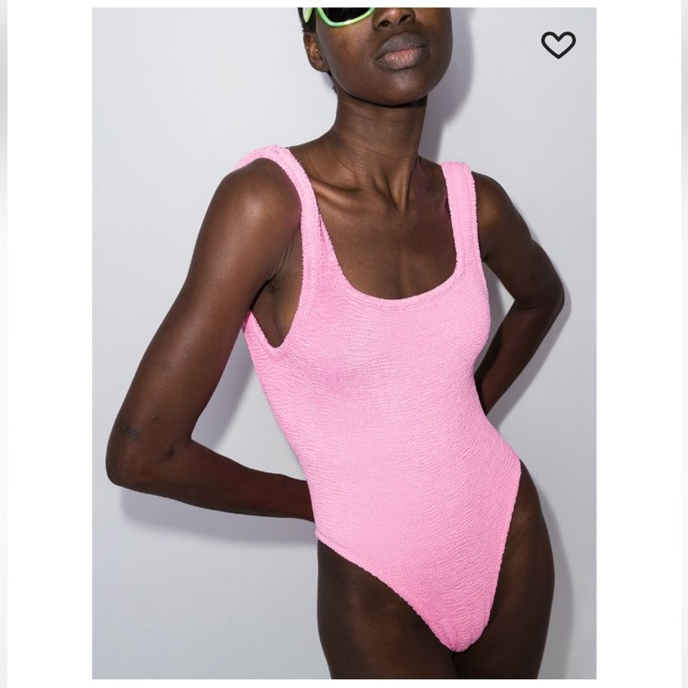 NWT HUNZA G Bubble Gum Classic Square Neck One Piece